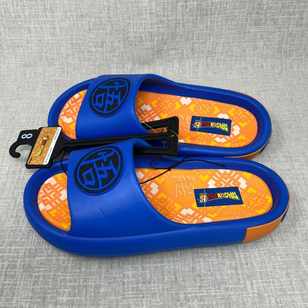 NEW Dragon Ball Super Goku Men's Size 8 Blue Orange Slide Sandals Ground Up